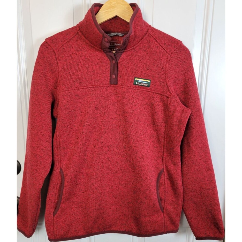 L.L.Bean Womens Sweater Fleece Pullover Size S Red